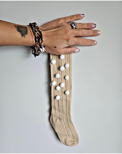 Kreminės kojinės iki kelių...